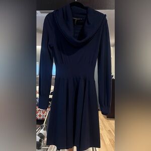 BCBGMaxAzria Navy Long Sleeve Wool Dress